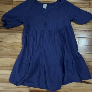GAP Deep Navy Maternity Tiered Gauze Tunic